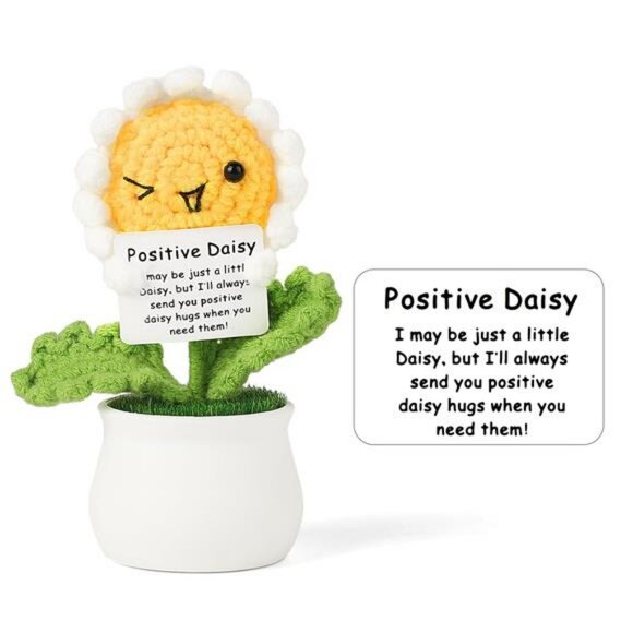 Crochet daisy flower desk decor cute gift for women friend coworker sister - Picture 7 of 8